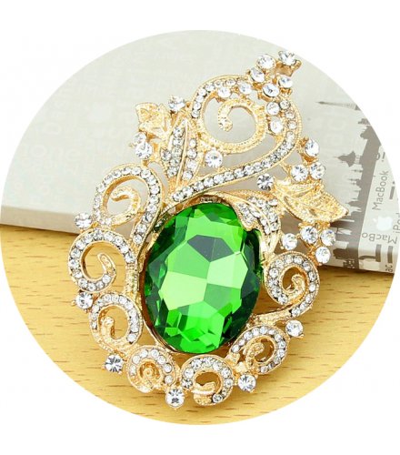 SB112 - Green Gemstone Saree Brooch